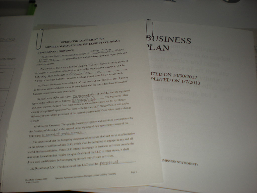 Operating Agreement and Business Plan