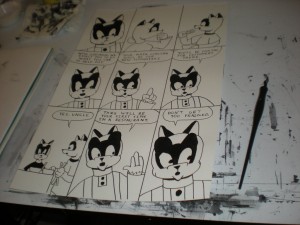 Sunnyville #9 page being inked