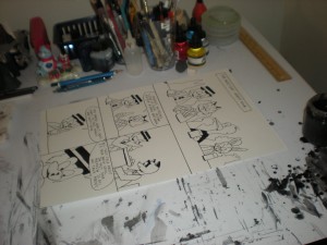 Sunnyville #9 page being inked