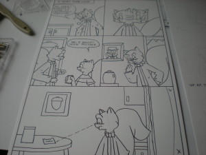 Partially inked Sunnyville page