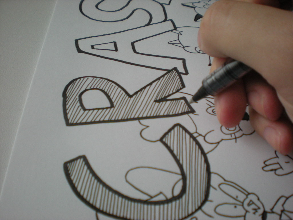 Hatching display lettering
