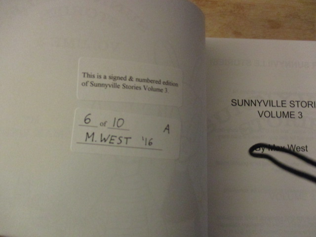 Signed copy interior of Sunnyville Stories Volume 3 