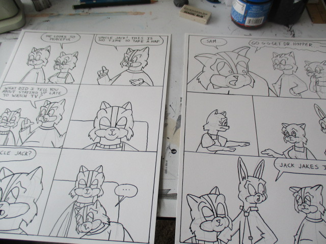 Sunnyville #16 inked pages drying