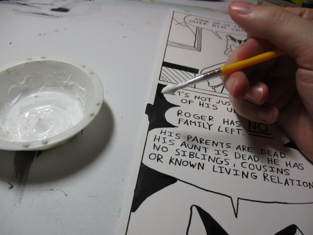 Correcting inked comics with white paint
