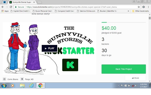 Sunnyville Stories Kickstarter Launch Screen Capture