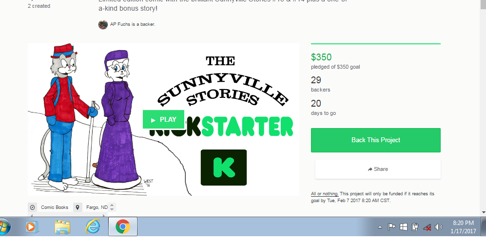 Sunnyville Stories 2017 Kickstarter Goal Reached