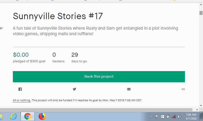 Sunnyville #17 Kickstarter Launch Screenshot